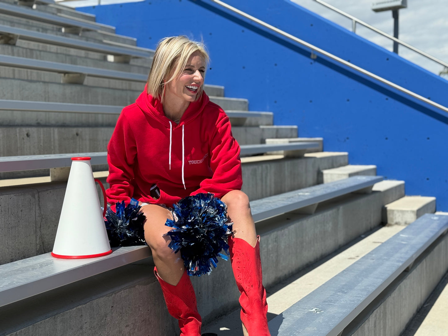 Bleacher Babe Football Hoodie – Red