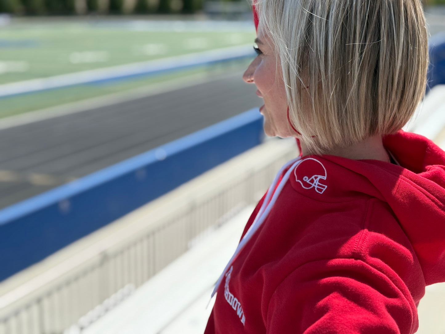 Bleacher Babe Football Hoodie – Red