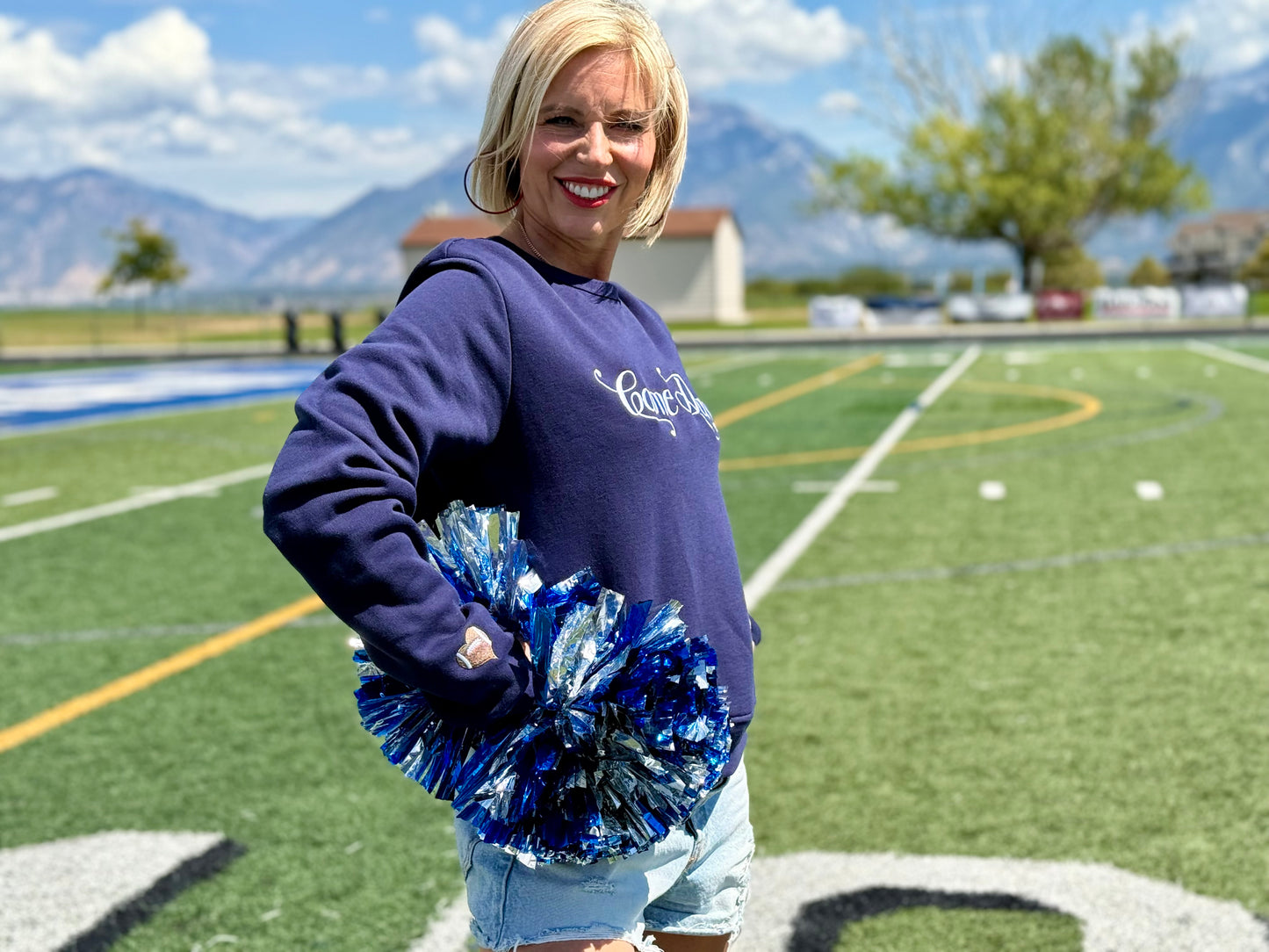 Navy Game Day Football Crewneck Sweatshirt