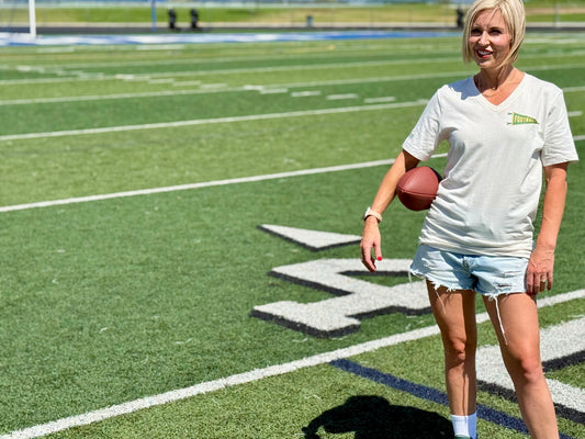 Vintage White V-Neck Football Tee
